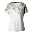 thumbnail image 4 of Summer Saving Wycnly Cute Tops for Women Short Sleeve V-Neck Floral T shirts Summer Lightweight Comfy Loose Fit Ladies Shirts Blouses White M Clearance Clothes, 4 of 5