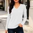 thumbnail image 3 of DISKEBUISS Women's V‑Neck Ribbed Knit Sweater Long Sleeve Casual Pullover Tops for Winter Fall Daily, 3 of 7