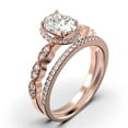 thumbnail image 3 of Art Deco 2.25 Carat Oval Cut Diamond Moissanite Classic Engagement Ring, Halo Wedding Ring in 10k Solid Rose Gold, Gift For Her, Wife Gift, Anniversary Ring, Bridal Set, Matching Band, 3 of 4