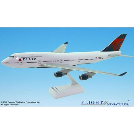 Flight Model Kit - Flight Miniatures Delta Airlines Boeing 747-400 1/200 Scale Model with Stand
