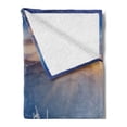 thumbnail image 2 of Winter Soft Flannel Fleece Throw Blanket, Disappearance of Sunrise in Mountain Tops Dramatic Sky Alpine, Cozy Plush for Indoor and Outdoor Use, 50" x 70", White Blue Apricot, by Ambesonne, 2 of 5