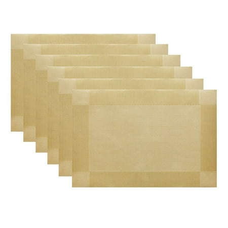

6Pcs Pvc Place Mats Coasters Placemats Non-Slip 30*45Cm For Kitchen Table Décor (Gold)