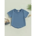thumbnail image 2 of Arvbitana Toddler Baby Boys Girls Solid Color T-Shirts Short Sleeve V Neck Sweatshirt Summer Loose Classic Pullover Basic Tee Tops 6M-4T, 2 of 7