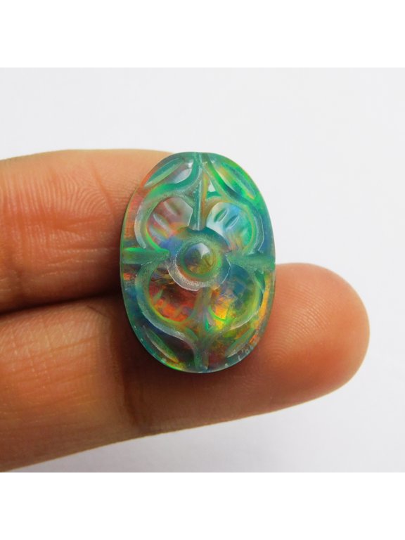 17.05 Carat Oval Cut Lab-Created Doublet Opal CERTIFIED Ring Size Loose Gemstone