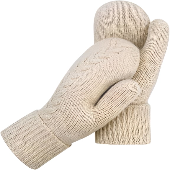TELOLY Winter Mittens Gloves for Women Warm Thermal Fleece Thick Knit Soft Cozy Wool Snow Mittens for Cold Weather Gifts