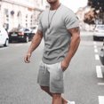 thumbnail image 2 of UVEASISHA Mens Sweat Suit 2 Piece Shorts,Two Piece Tracksuit for Men Fashion Gradient Print Outfits Summer Short Sleeve Muscle Workout Short Sets wiith Pockets and Drawstring Sales Today, 2 of 6