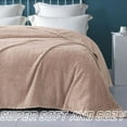 thumbnail image 4 of Exclusivo Mezcla King Size Flannel Fleece Blanket, 90"x104" Soft Jacquard Weave Leaves Pattern Velvet Plush Bed Blanket, Camel, 4 of 7
