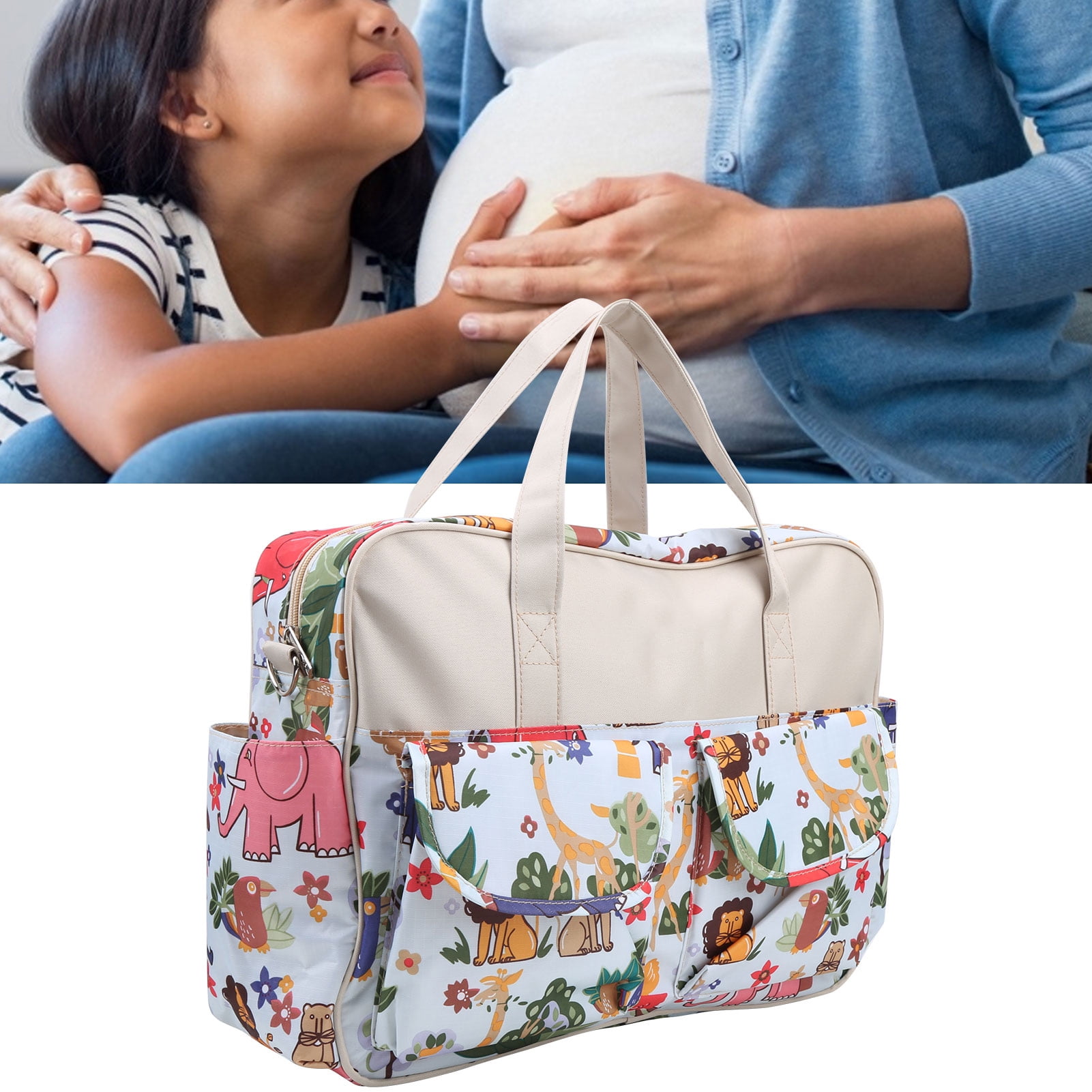 YAHHU Mummy Messenger Bag Multifunctional Maternity Handbag Water-Resistant Polyester Pregnant Women Diaper Bag with Changing Pad and Adjustable Belt Animal Print Pattern