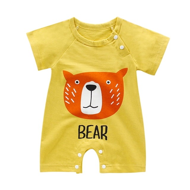 ¡Herrnalise Ropa para bebés, niños y niñas, mono de dibujos animados para recién nacidos, mono de verano de manga corta de una pieza, mono amarillo!