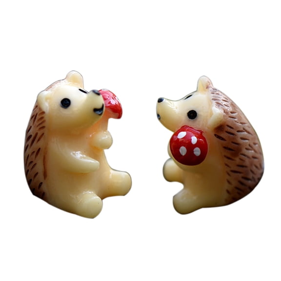 2Pcs Hedgehog Figurine Mini Resin Decor Succulent Plants Landscape Ornaments by Mightlink