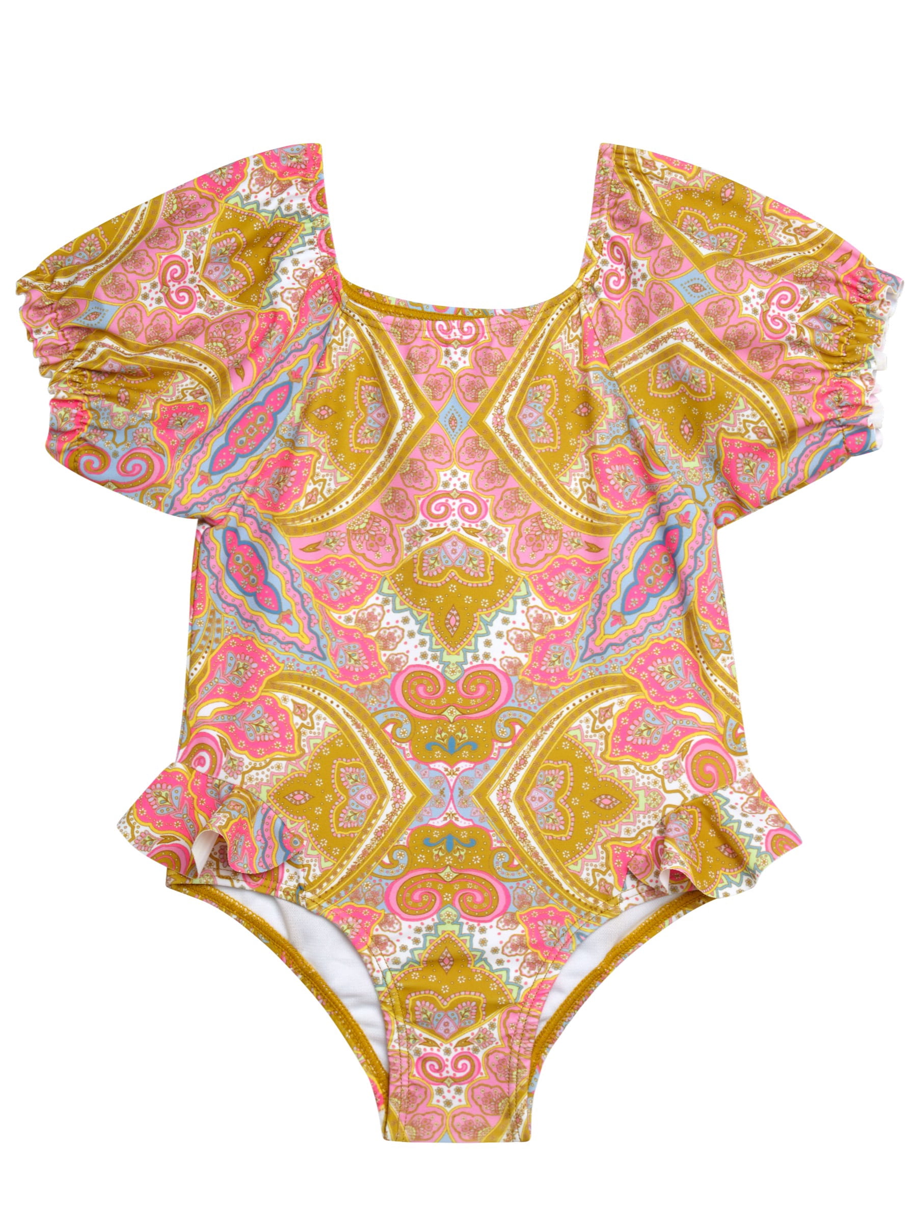 Jessica Simpson Toddler Girl Rash Guard Swimsuit with Headband, Sizes 12M-24M