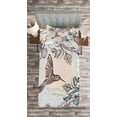 thumbnail image 3 of Ambesonne Nature Quilted Bedspread Set 2 Pcs, Birds Hibiscus Flowers, Twin Size, Teal Brown, 3 of 3