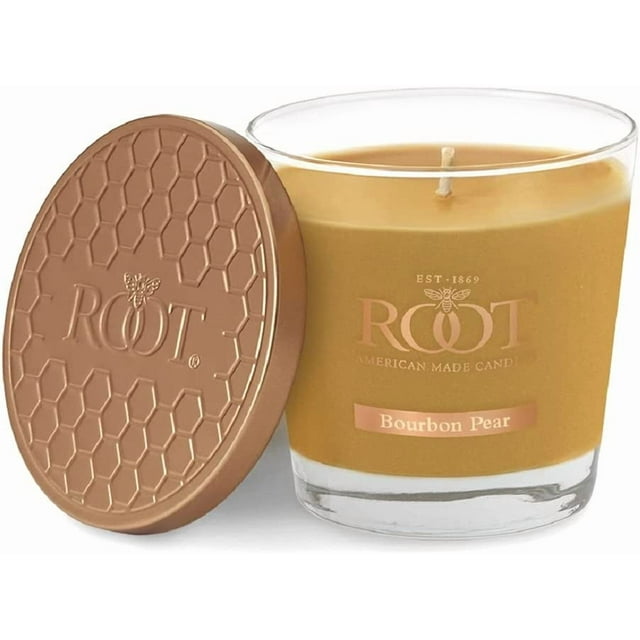 Root Candles Autumn Splendor Veriglass Beeswax Blend Scented Candle, Small, Bourbon Pear