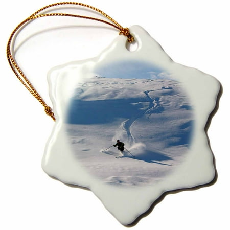 3dRose Man Storås telemark, skiing, Snowflake Ornament, Porcelain, 3-inch