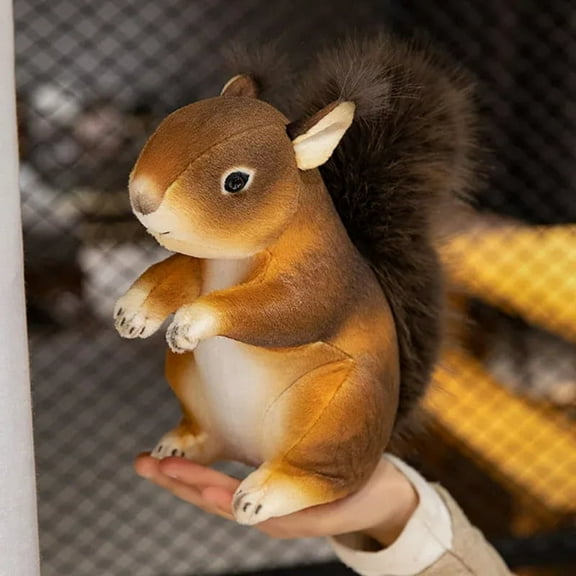 Simulation Cute Squirrel Plush Toy Soft Stuffed Cartoon Animal Doll Home Decoration Birthday Gift 25cm