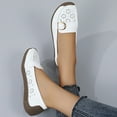 thumbnail image 3 of Rokment Womens Oxfords Slip on Penny Loafers Dress Shoes Breathable Trendy Floral Hollow out Low Heel Orthopedic Walking Flat Casual Non Slip Work Sneakers White Size 9.5, 3 of 8