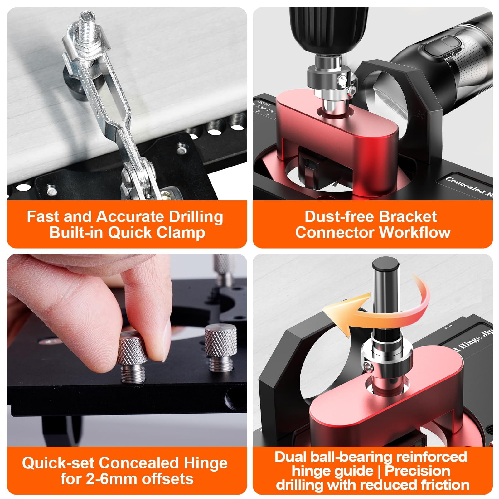 Concealed Hinge Jig With Quick Clamp And Dust Vacuum Adapter 35mm Cabinet Door Hinges Hole Drilling Hardware Jigs For Woodworking Mounting Tool