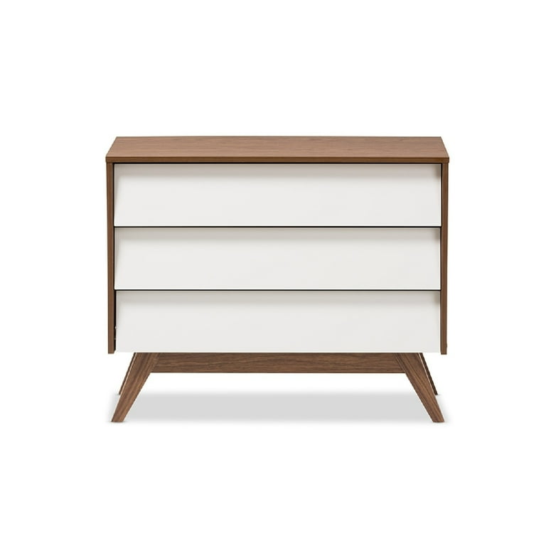 Baxton Studio Hildon Mid Century Modern White and Walnut Wood 3