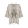 thumbnail image 5 of CHENjy Women's Crochet Tops for Women Summer, 3/4 Sleeve Hollow Out Pullover, Round Neck Beach Swimsuit Cover Up Loose Fit, L，Beige, 5 of 7