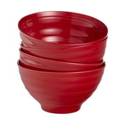 Woven Paths Red Farmhouse Stoneware Bowls, Set of 4