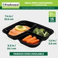 thumbnail image 4 of Recipientes para preparación de comidas Freshware, paquete de 15, 3 compartimentos, 960 ml, 4 of 7