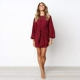 thumbnail image 4 of Women's Long Cocktail Party Belted Short Formal Dresses - Wine Red, 4 of 4