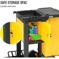 thumbnail image 6 of TUFFIOM Janitorial Cart with Key-Locking Cabinet, 3-Shelf Commercial Cleaning Cart, Housekeeping Caddy with Locker,Wheeled with Yellow Vinyl Bag, Black, Great for Hotel, Stores, Schools, and Business, 6 of 9