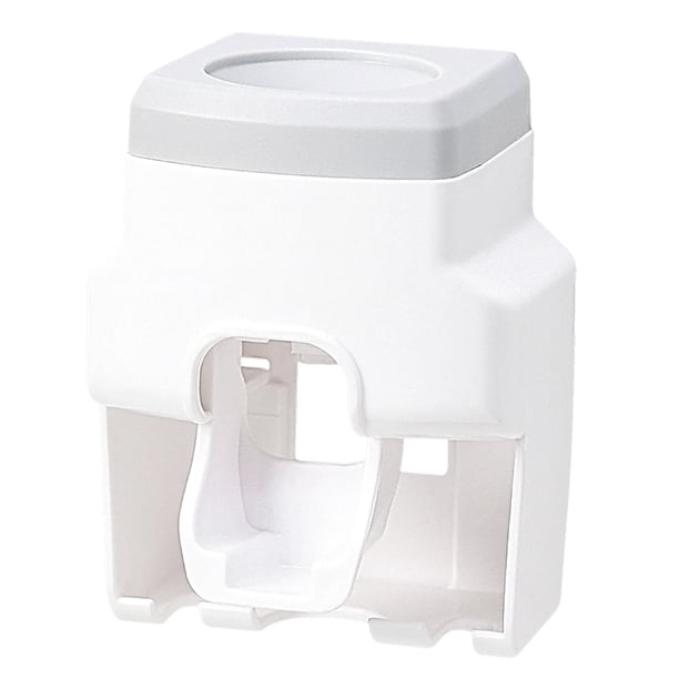 Dispensador de pasta de dientes automático con 2 soportes para cepillos de dientes, juego de dispensador de pasta de dientes montado en la pared sin manos para el lavabo del baño familiar.