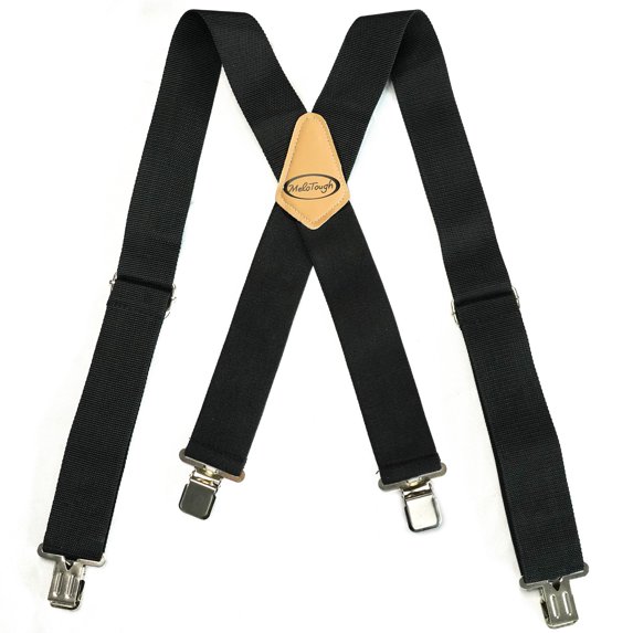 Mens Suspenders 2" Wide Adjustable and Elastic Braces X Shape with Very Strong Clips - Heavy Duty