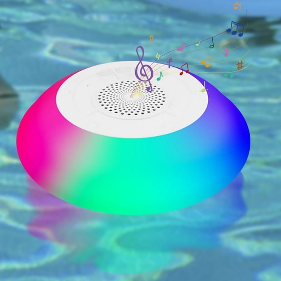 Floating Pool Bluetooth Speakers with RGB LED, Waterproof Stereo Sound Floating Speaker, Built-in Mic Wireless Shower Speaker for Hot Tub Pool Bathtub Shower Outdoor Swim, Floating Pool Lights