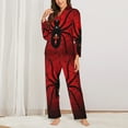 thumbnail image 3 of Junzan Spider On The Web Print Womens Pajama Sets,Long Sleeve Button Down For Women Pjs 2 Piece, 3 of 9