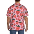 thumbnail image 3 of Susaid Cartoon Strawberry Print Men's Polo Shirts Button Down Short Sleeve Casual Summer Beach Vintage Shirts for Men-X-Large, 3 of 5