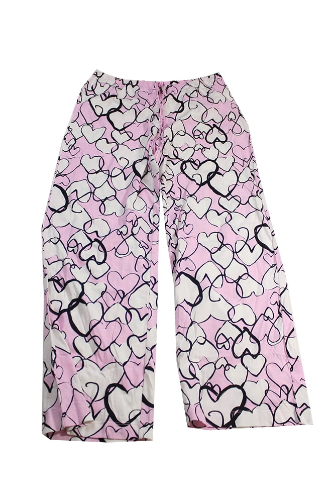 Hue Hue Pink White HeartPrint Pajama Pants L