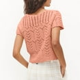 thumbnail image 4 of Women Summer Tops Women’ s Cropped Crochet Sweaters Summer V Neck Tie Front Cardigan Short Sleeve Hollow Out Knit Painters Tunic Womens Shorts Embroide Junior Sweater Dress Long Cute Tops T Pink S, 4 of 9
