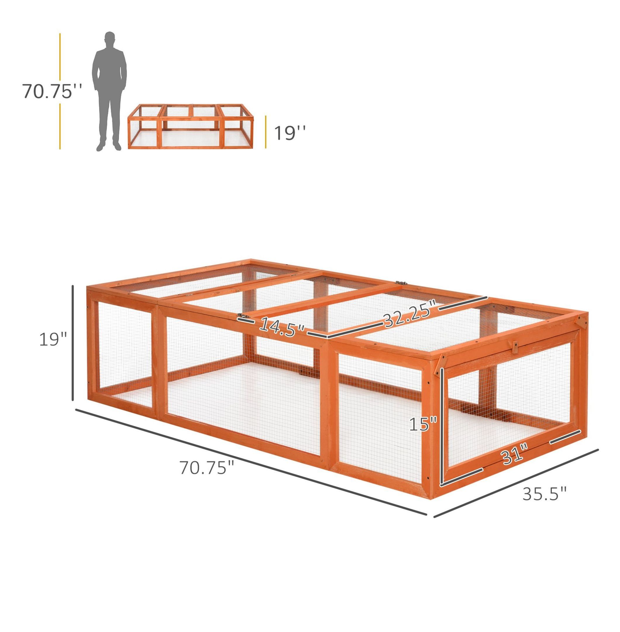 Outdoor Wooden Rabbit Hutch Large Bunny Hutch, Small Animal with Run, Lockable Doors, Natural Finish