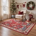 thumbnail image 2 of KUETH 5'x7' Christmas Machine Washable Area Rug, Non-Slip Rugs for Living Room, Bedroom and Dining Area, Red, 2 of 8