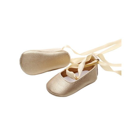 

Lamuusaa Baby Girls Ballet Shoes Princess Dancing Shoes Soft Sole Footwear Walking Shoes with Ribbon for Spring Summer