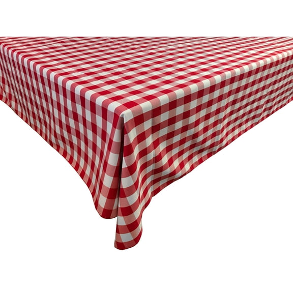 Polyester Poplin Gaberdine Durable Tablecloth Gingham Checkered Plaid Red