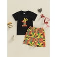 thumbnail image 3 of vera natura 2Pcs Baby Boy Birthday Outfits Short Sleeve Crown Print T-Shirt + Shorts Set Infant Clothes, 3 of 8
