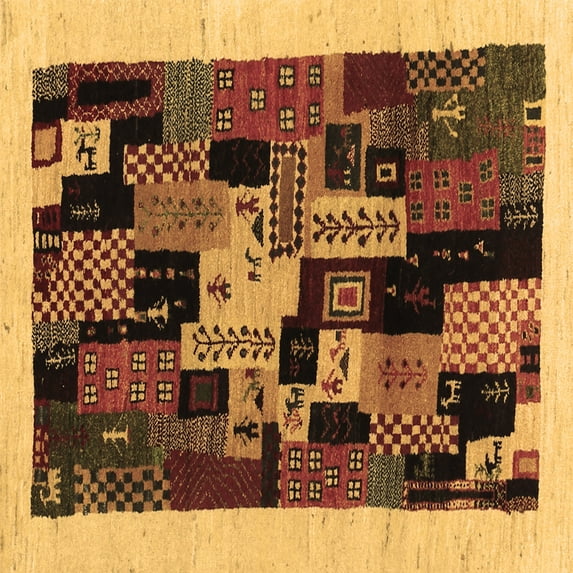 Ahgly Company Indoor Square Abstract Brown Contemporary Area Rugs, 6' Square
