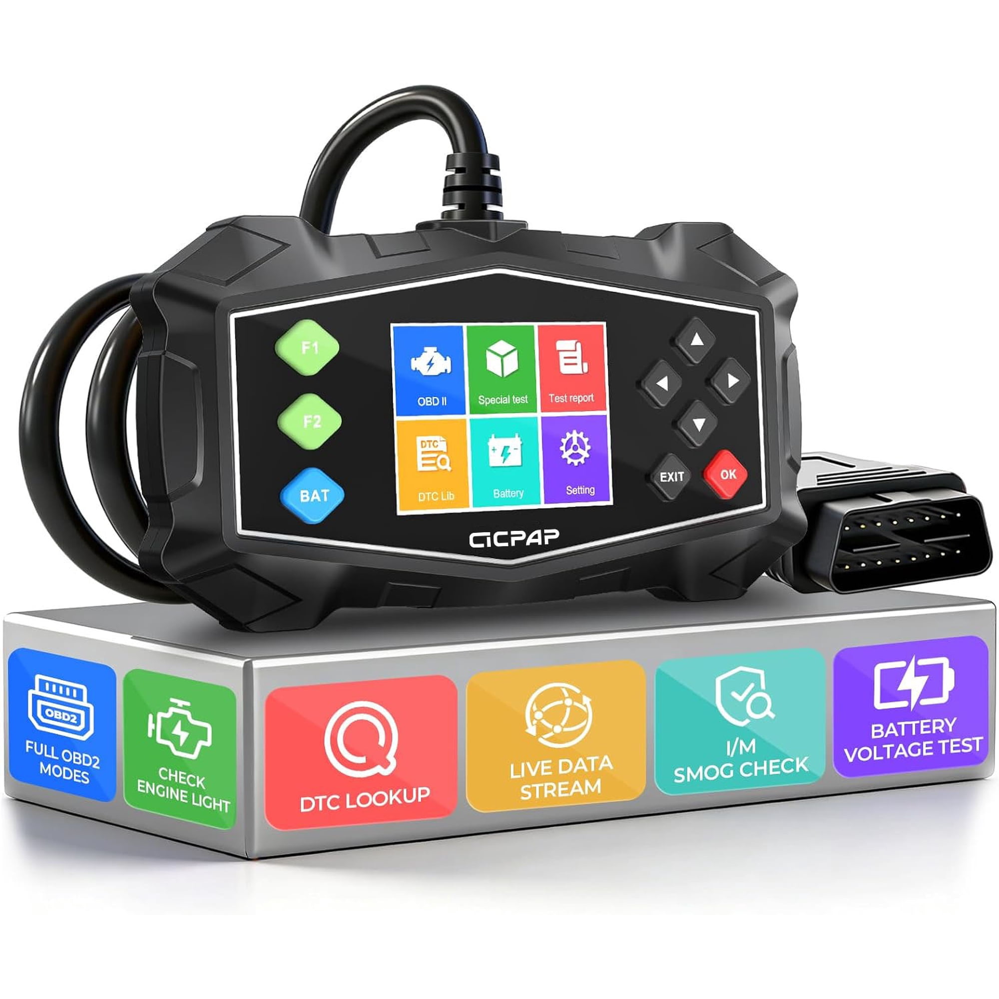 CICPAP Enhanced Universal OBD II Scanner Car Engine Fault Code Reader CAN Diagnostic Scan Tool, Read and Clear Error Codes for 1996