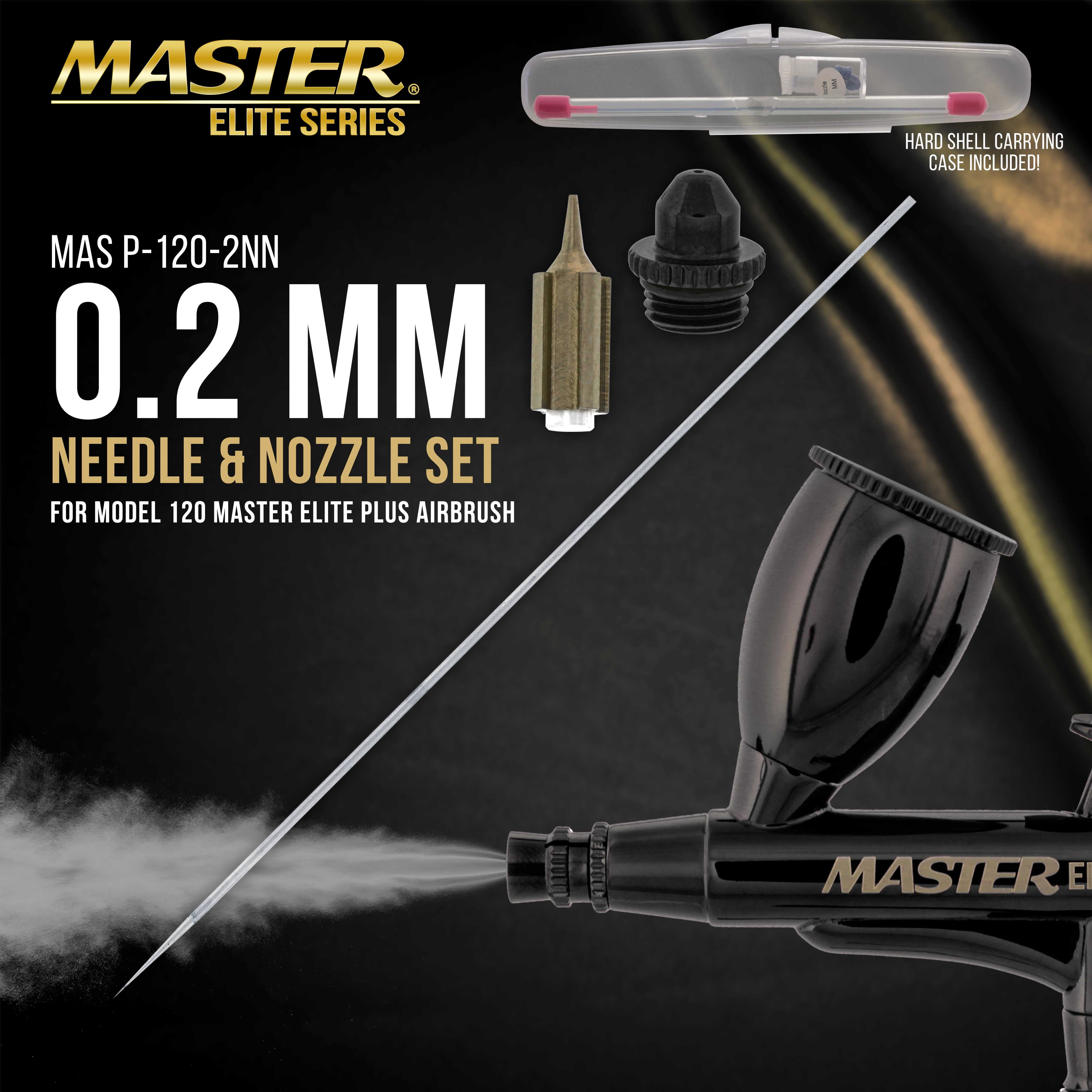 Master Elite Plus Airbrush 0.2 mm Needle, Nozzle and Fluid Tip Cap Set Only - Fits the Model 120 Master Elite Plus Airbrush - Fully Atomized Fine Spray Pattern for Extra Fine Detail Control