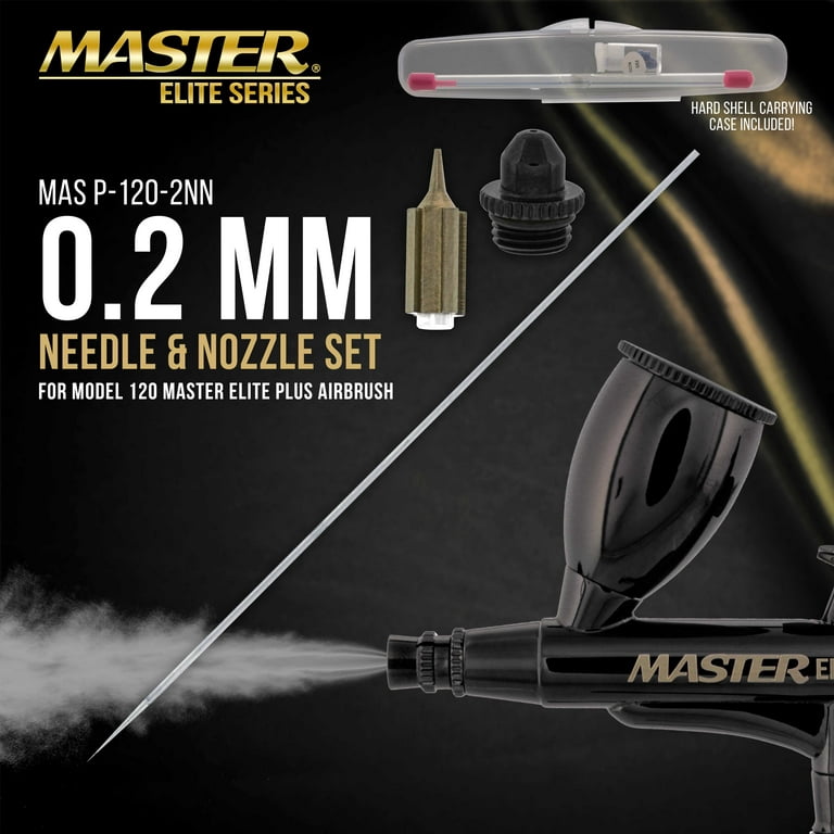 Master Elite Plus Airbrush 0.2 mm Needle, Nozzle and Fluid Tip Cap Set Only - Fits The Model 120 Master Elite Plus Airbrush - Fully Atomized Fine