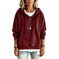 thumbnail image 5 of Fewfanhot Women's Tops, Tees & Blouses Casual Loose-fitting Long-sleeved Knitted Velvet Hooded Sweatshirt Top, 5 of 9