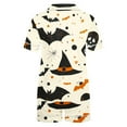 thumbnail image 4 of Yufatyle Women's Halloween Pajamas Set Collared Button Down Sleepwear Cute Ghost Spider Print Lounge Shorts Set Soft Homewear XL, 4 of 5