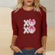 thumbnail image 4 of RKSTN Valentine's Day 3/4 Sleeve Tops for Women Oversized Crewneck Valentines Graphic Print Short Sleeve T Shirt Womens Casual Solid Round Neck Loose Comfy Three Quarter Sleeve Shirt Spring Clothes, 4 of 7