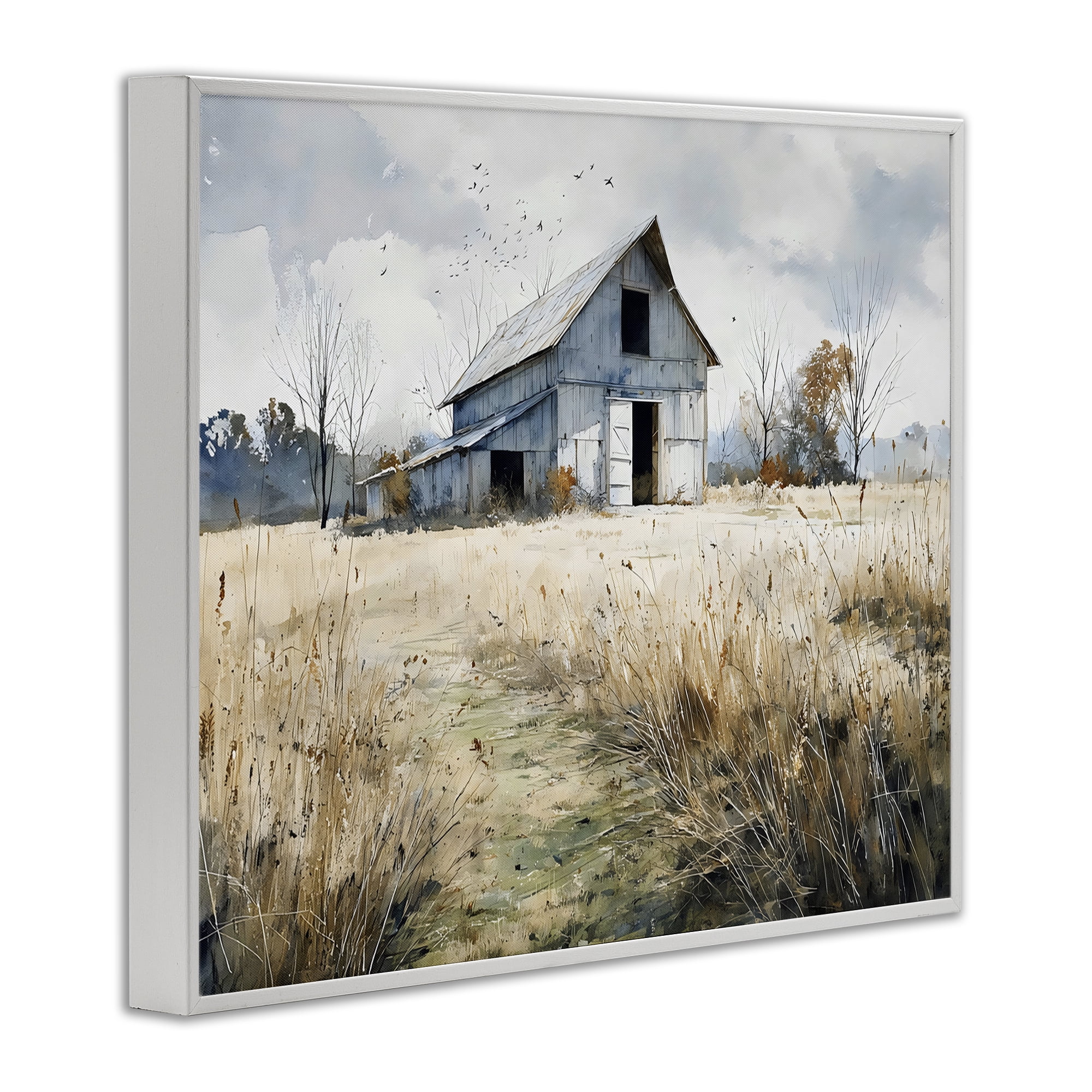 Stupell Industries Old Blue Barn in Farmland White Framed Giclee Art, design by Franklyn Gregory