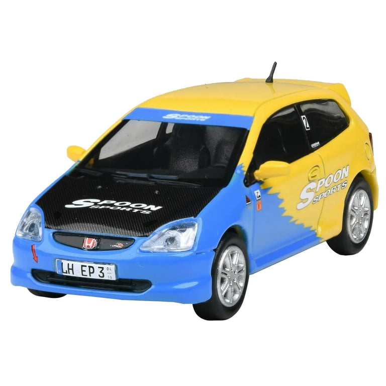 2001 Honda Civic Type R EP3 Blue and Yellow with Black Hood 