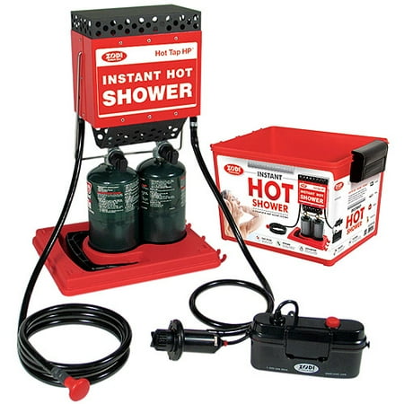 - Zodi Portable Battery Powered Outdoor Hot Tap HP Shower w/ 4 Gallon Storage Case