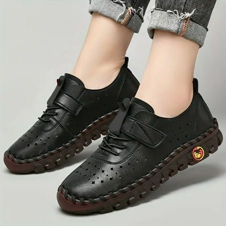 

XDDST Large Size Flat Shoes for Women Flat New Shoes for Women Soft Sole Stitching Hollow Casual Women s Shoes Black